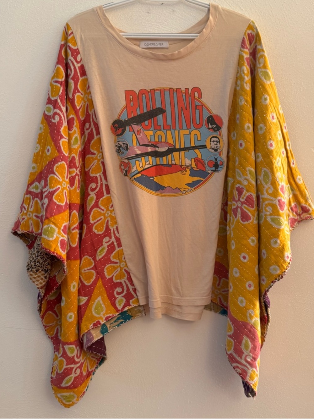 ROLLING Stones DAYDREAMER Reworked Band Tee Poncho Style  Granny D Original